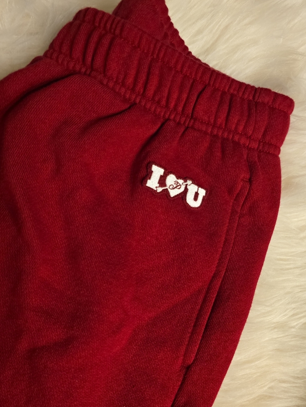 PINK Victoria's Secret Burgundy I Love You Wide Leg Sweatpants SIZE S